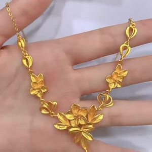 Floral Necklace for Wedding Engagement and Marriage Gold-Plated Jewelry Pendant