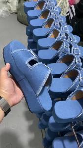 2026 New Large Size Wedge Heel Denim Buckle Slip-On Sandals For Women Summer Outdoor Wear Slippers