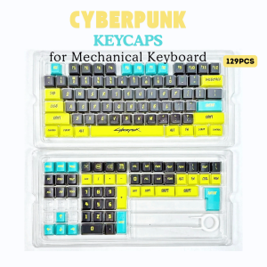 FANTASY T MALL Ultra Durable Cyberpunk Pink or Yellow Keycaps Only 129PCS PBT Cherry Profile Side Shine RGB Backlit Keycap Set Smooth Premium Finish Mechanical Keyboard Keycaps for Gaming Cherry MX Compatible