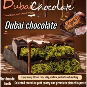 Low Sugar/Low Fat Chocolate/Purely Handmade/0 AdditivesInternet-Famous Dubai Chocolate Dubai Pistachio Chocolate Dubai Style Pistachio Chocolate Premium Cocoa Chip Cookies Pistachio Crisp Chocolate Jam 网红迪拜巧克力