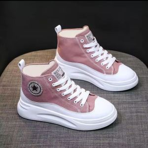 Sepatu Sneakers Wanita high tinggi model boots bintang star Fashion Trendy Korean Style Hitam Kuning Pink Karet Lentur Empuk Anti Slip Terbaru