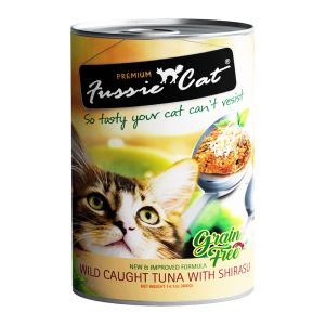 Fussie Cat Grain Free Wild Caught Tuna (24x400g) | Real Fish Meat with High Omega-3 for Skin Allergy Sensitive Stomach