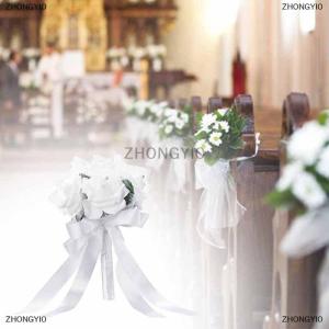 [COD] ZHONGYI0 Hand Bunch Bridal Holding Flower Artificial Rose Silk Bouquet Bridesmaid Decor