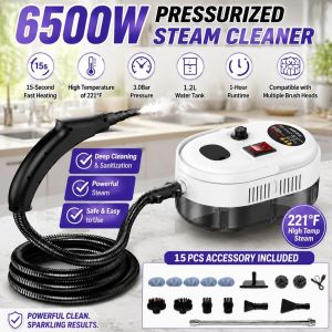 6500W Portable Handheld Steam Cleaner High Pressure & High-Temp Electric Steaming Cleaner Machine 15S Heat-Up Floor Kitchen Bathroom