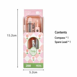 GORGE 2/7pcs Hoa Tulip Bộ compa học sinh Di động Thước đo có vạch chia rõ ràng Thước đo hình học Đa chức năng Bộ thước đo hình học Quà tặng