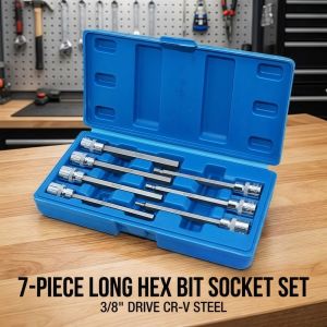 CANICECA 7Pcs/Set H3-H10 Hex Bit Socket Set Extra Long CR-V  S2 Steel Hand Tool Kit High Quality 3/8" Drive Hex Socket Wrench Metric