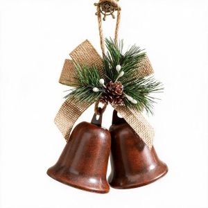MAOMEI HOUSE với nơ làm từ quả thông nhân tạo Chuông treo Giáng sinh Cổ điển Phong cách mộc mạc Đồ trang trí cây thông Noel Lãng mạn Sản Xuất Âm Thanh  dây chuyền Giáng sinh Tường