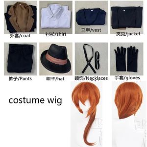 Nakahara Chuuya Cosplay Costume Include Hat Uniform Trench Coat Pants Big Size Outfits Halloween Party for Comic Con Halloween