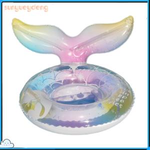 【New Arrival】 Baby Mermaid Swim Ring Blow Up Swim Tube Leakproof Inflatable Pool Floats with Handles & Seat Pool Rings for Pool Beach