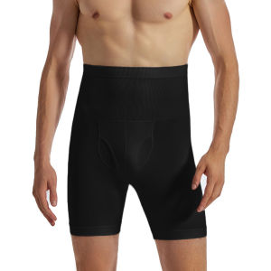 [New hot sale] Men Body Shaper Compression Shorts/Mens ice silk waist and abdomen pants mens abdomen and hip lifting high waist sports five-point glue double-layer waist pants男士冰丝护腰收腹裤