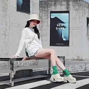 Thick-Soled Mermaid Clogs For Home Use Outdoor Anti-Odor Non-Slip Durable Height-Increasing Beach Sandals For Women