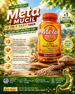 [HÀNG MỸ] Viên Uống Bổ Sung Chất Xơ Metamucil 3-In-1 Daily Fiber Psyllium Fiber Supplement (Hộp 300 Viên)