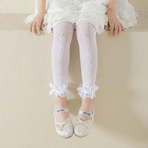 Girls Pants Soft Nylon Mesh Hollow Lace Children Clothing Summer 1-13 Years Baby Girls Leggings
