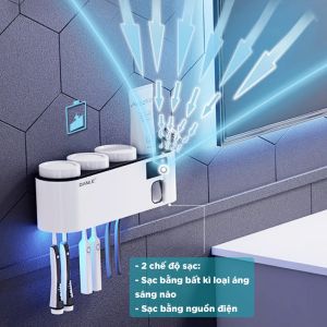 Máy tiệt trùng bàn chải đánh răng và nhả kem đánh răng tự động - Kệ lấy kem đánh răng tự động ( KÈM MIẾNG DÁN)