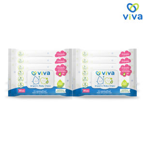 ViVa x Happy Sunday วีว่า Organic Baby Wipes 80 แผ่น แพ็ค 6 ชิ้น ทิชชู่เปียก ผ้าเปียก สูตรออแกนิค