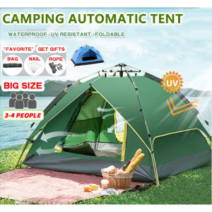 4-person camping tent sun proof and waterproof tent two door double layer outdoor folding fully automatic tents for camping 4 person