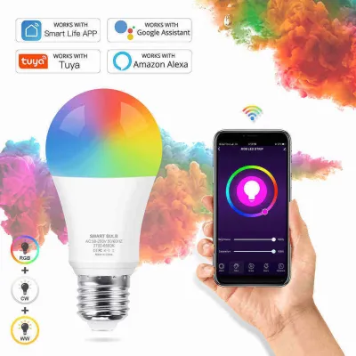 4PCS XIAO MI หลอดไฟ LED WiFi Smart LED Bulb Dimmable Lamp หลอดไฟอัจฉริยะ ปรับได้ 9W/10WRGB C+W Smart Life Tuya App Remote Control Work with Alexa Echo Google Home E27