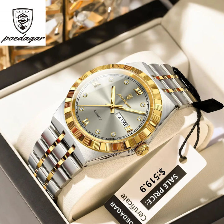 POEDAGAR Luxury Brand Men's Watches Waterproof Stainless