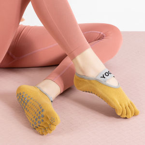 Yoga Wording 2 Color Mix WOMEN YOGA SOCKS ANTI SLIP TOES SOCKS STRONG GRIP YOGO TOES SOCKS