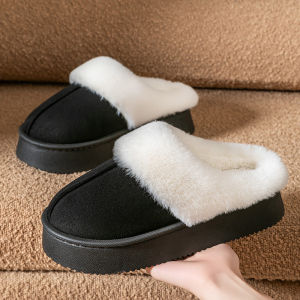 [Free Shipping] Wei Yi 4CM Thickened Cotton Slippers For Women Home Warmth Non-Slip Outdoor Wear Fleece-Lined Durable Soft-Soled Cotton Slippers For Men