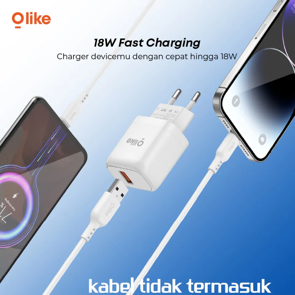 Olike Charger HP Fast Charging 18W Quick Charge 3A Adaptor Handphone Cas  Casan USB Adapter