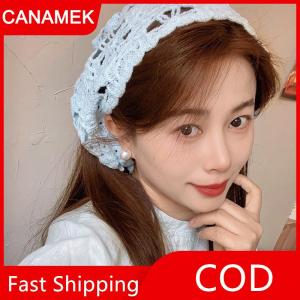 【CANAMEK】 Thời trang dệt kim headscarf pháp MỤC VỤ phong cách tam giác HEADBAND handmade Crochet Headband khăn retro hoa headscarf