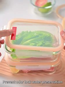 IUGA Borosilicate Glass Food Container Microwavable Food Storage Rectangular Food Keeper with Cover