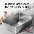 Quality Stainless Steel Cat Litter Box Extra Large Capacity Cat Toilet Litter Tandas Kucing 不锈钢猫砂盆. 