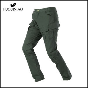 FUGUINIAO Mens Cotton Waterproof Camouflage Tactical Pants Casual Hiking Trekking Army Military Trousers