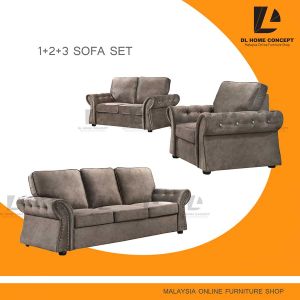 DL Home Concept 1+2+3 Chesterfield Sofa Set (Iron Button Design)