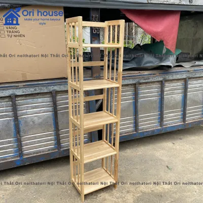 [HCM]Kệ sách gỗ cao su ngang 40cm 5 tầng chắc chắn - giá sách 5 tầng ngang 40cm lắp ráp