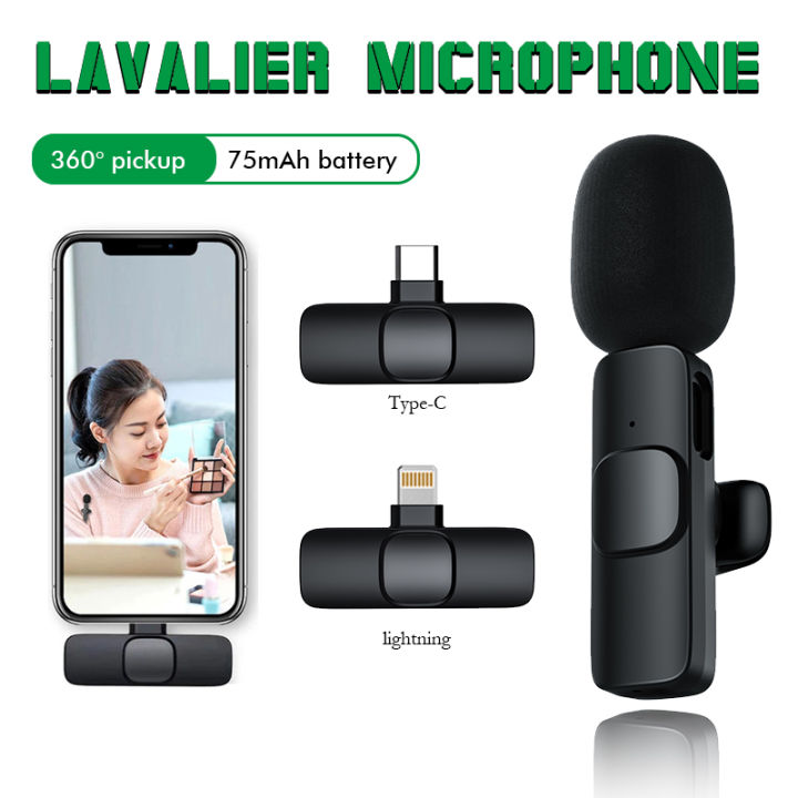 Wireless Lavalier Microphone Noise Reduction Mini Lapel Mic Wireless Clip On Microphone For Phone PC Camera DSLR Lazada