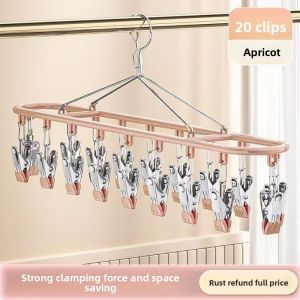 CHENJIE Unmarked Design Clothes Drying Rack 20 Clip Capacity Stainless Steel Clothes Hanger Durable Clothes Organizer Sock Rack Balcony Drying