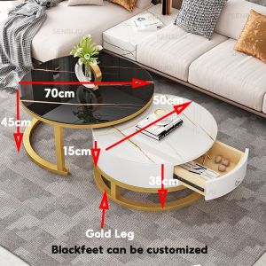 【Desiny】 Small Coffee Nordic Side Table Round coffee table With Roller
