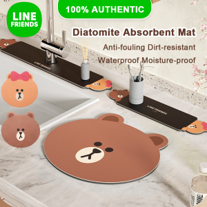 100% Authentic Line Friends Diatomite Absorbent Mat Nano Diatom Mud Mat Drainage Mat Dining Table Insulation Home Coaster BROWN CHOCO Birthday Gifts LFB13