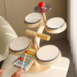 Kids Drum Set Baby Musical Instruments Toys Montessori Wooden Xylophone Preschool Music Kit