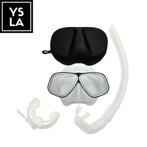 Translucent Aluminum Frame Tempered Glass Low Volume Freediving Mask Set