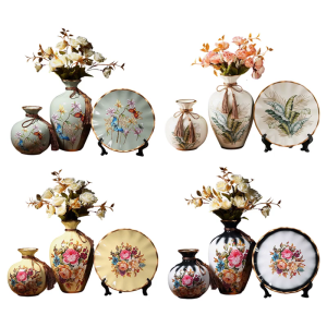 Contemporary 3Piece Decorative Vases and Tray Set Ceramic Planter Coffee Table Centerpieces Wedding Anniversary Present