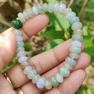 Multi Colors Natural Type A Jadeite Jade 35 beads crafted with shape of Pumpkin around 8.2 mm 9.3mm(Big) certificate included weigh 20.37 grams (bracelet15)