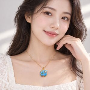 VGMJ Floral Butterfly Square Locket Necklace Colorful Vintage Enamel Pendant Necklace Stackable Dainty Openable Box Chain Women