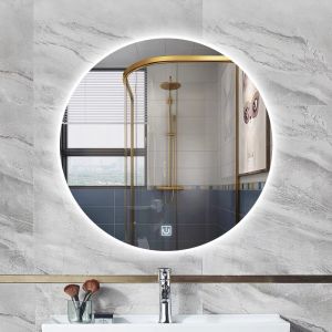 (GLOREX🇲🇾)Dia60/70/80cm 3 Colour LED Mirror + Brightness Adjustment LED Mirror Round Mirror Wall Mirror High-Quality Premium Cermin Bulat Bilik Mandi Frameless Round Mirror Toilet Bathroom Vanity Anti-Explosion [In Stock & Fast Delivery]