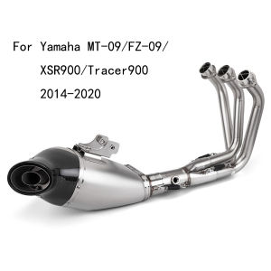 For Yamaha MT-09 FZ-09 XSR900 Tracer 900 2021-2023 & 2014-2020 Motorcycle Underbelly Full Exhaust System Exhaust Carbon Fiber Muffler Escape Moto Front Link Pipe Stainless Steel MT09 FZ09 XSR 900 Tracer900