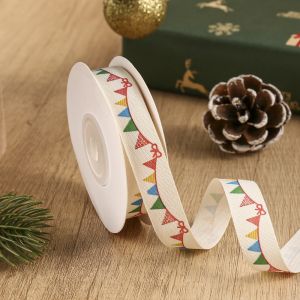 LIWU Vải pha cotton Ruy băng Giáng sinh Họa tiết Giáng sinh Tự làm đồ thủ công Ruy băng cotton Giáng sinh Hoạt hình 10 thước Ruy băng dùng để gói quà Giáng sinh. Làm vòng hoa
