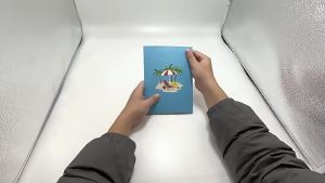 3D Beach Orange Cat Casual Birthday Greeting Card Pop-up Birthday Card Cartoon Cat Greeting Card