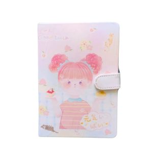 Sổ tay bìa cứng dễ thương Vintality Girl dòng kẻ ngang- Nhật ký khóa từ
