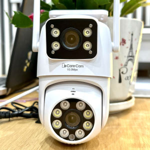 Camera Carecam 2 Mắt 2 Màn Hình 10.0MP Ngoài Trờo Xoay 360 Độ Đàm Thoại 2 Chiều Báo Động Chống Trộm Chạy App: CarecamPro