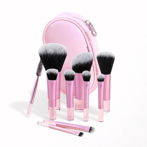 FOCANO Portable 10pcs Mini Makeup Brush Set with Bag – Foundation Blush Eyeshadow
