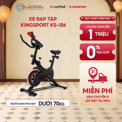 Miễn phí lắp đặt | Xe đạp tập KINGSPORT KS-106 khung khung sườn chắc chắn tích hợp đồng hồ đo lường chỉ số cân nặng phù hợp từ dưới 70kg