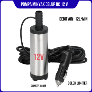 Pompa Celup Solar DC 12V Mini Submersible dengan Kabel 3 Meter & Diameter 38 cm untuk Sedot Minyak Air Mesin Diesel