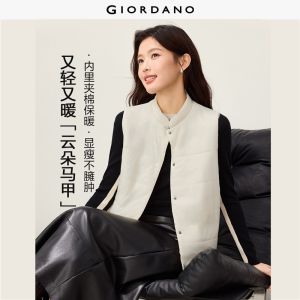 Giordano Beau Monde Women Mandarin collar padded vest Free Shipping 13376931